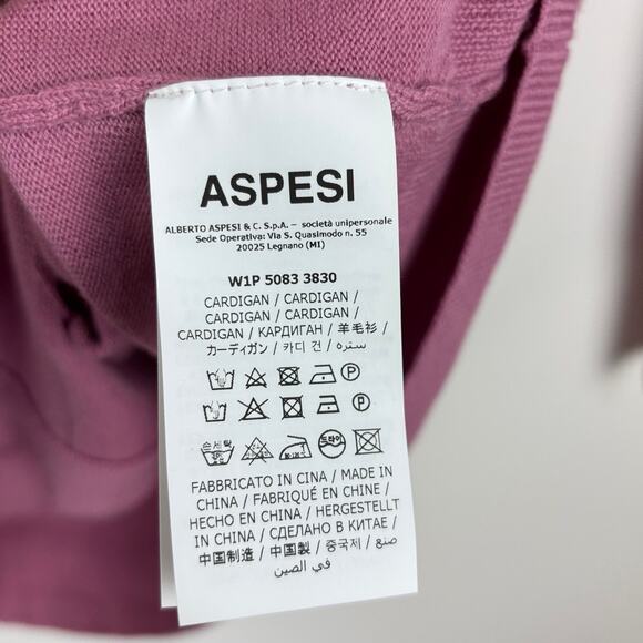 ASPESI Pink V-Neck Wool Cardigan Sweater NEW pockets - Picture 9 of 12